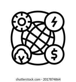 circular economy line icon vector. circular economy sign. isolated contour symbol black illustration