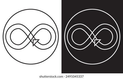 Circular economy loop arrow icon isolated on white and black background vector illustration. EPS 10