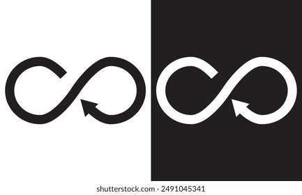 Circular economy loop arrow icon isolated on white and black background vector illustration. EPS 10