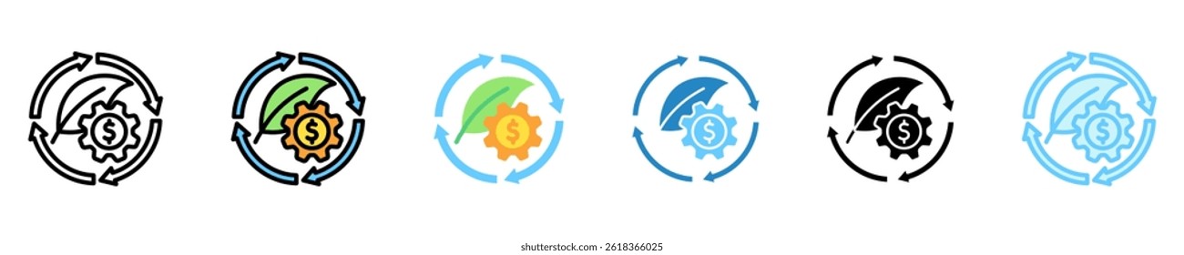 Circular Economy multi style, mini illustration icon. use for modern concept, print, UI, UX kit, web and app development. Vector EPS 10, related to business, green industry, eco friendly and economy .