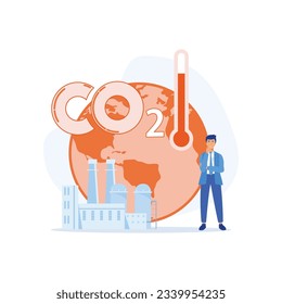 Circular economy, Sustainable economic growth, green energy and reduce co2 emission and climate impact, flat vector modern illustration
