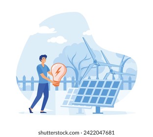  Circular economy. Sustainable economic growth, renewable energy sources, green electricity. flat vector modern illustration 