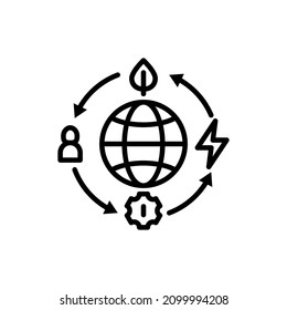 Circular economy thin line icon. Reusing and recycling of resources. Green economy. Vector illustration.