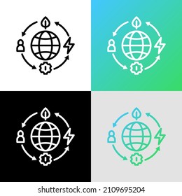 Circular economy thin line icon. Reusing and recycling of resources. Green economy. Vector illustration.