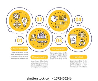 Circular Economy Vector Infographic Template. Manufacturing, Consumption, Recycling. Business Presentation Design. Data Visualization With Four Steps, Options. Process Timeline Chart. Workflow Layout