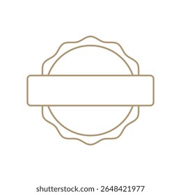 Banner em branco circular com borda recortada e faixa horizontal, perfeito para posicionamento de texto e design gráfico personalizado