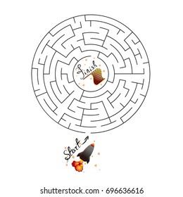 Circular education Maze or labyrinth game for children with start and finish. Vector illustration. EPS 10