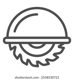 Circular electric saw tool line icon, work and labor concept. Vector graphics. Hard work profession sign on white background, outline style icon for mobile or web design