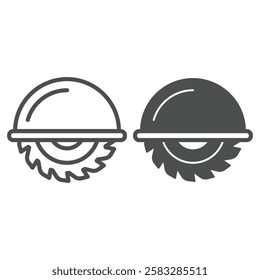 Circular electric saw tool line and solid icon, work and labor concept. Vector graphics. Hard work profession sign on white background, outline style icon for mobile or web design