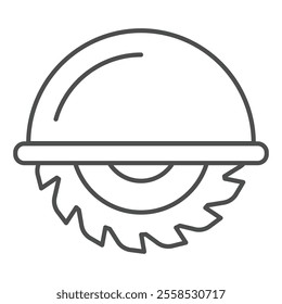 Circular electric saw tool thin line icon, work and labor concept. Vector graphics. Hard work profession sign on white background, outline style icon for mobile or web design