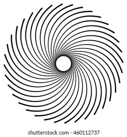 Circular element made of radial lines. abstract geometric shape