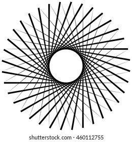 Circular element made of radial lines. abstract geometric shape