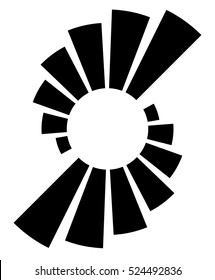 Circular element with radiating lines. Radial circle shape
