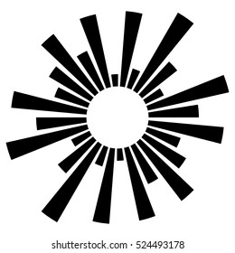 Circular element with radiating lines. Radial circle shape