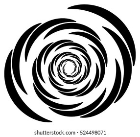 Circular element with random radiating lines. Radial circles spiral shape