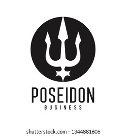 Circular element Trident Poseidon Logotype for template/labels logo design inspiration