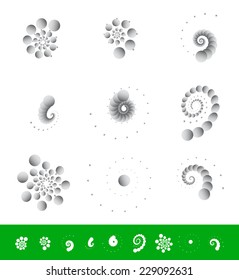 Circular elements, Dotted motifs with different rotation effect. Abstract vector.