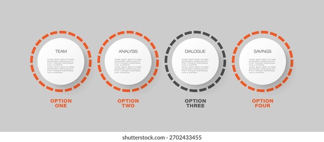 Circular elements minimalistic modern infographic template. Four step business and marketing infographics template vector