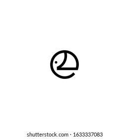 Circular elephant line art logo design vector