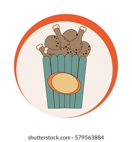 circular emblem with bucket fried chicken thighs