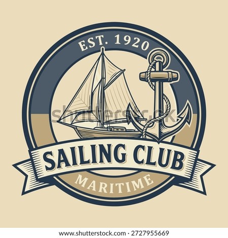 A circular emblem featuring a classic sailboat and anchor, with 'Sailing Club Maritime' text and 'Est. 1920'.