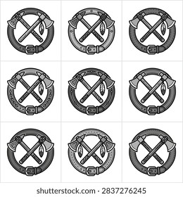 A circular emblem featuring