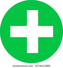 A circular emblem featuring a green and white cross, representing medical assistance and care