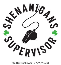 Emblema circular para el gerente de la diversión y de la travesura. Perfecto para eventos del Día de San Patricio