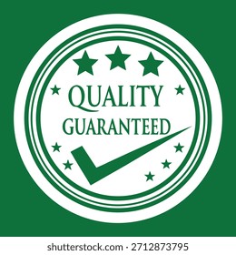 Ein kreisförmiges Emblem mit der Aufschrift "Quality Guaranteed" (Qualitätsgarantie), drei Sterne oben und ein markantes Häkchen unten, das hohe Standards und Kundenzufriedenheit symbolisiert.