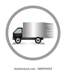 circular emblem of truck with wagon
