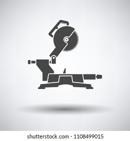 Circular end saw icon on gray background, round shadow. Vector illustration.