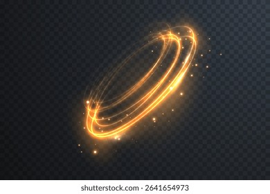 Circular energy ring emits inner glow. Light beam curves into radiant loop. Eclipse shines in sapphire electric mist. Neon sparkle surrounds cosmic signature. 