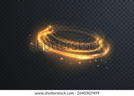 Circular energy ring emits inner glow. Light beam curves into radiant loop. Eclipse shines in sapphire electric mist. Neon sparkle surrounds cosmic signature. 