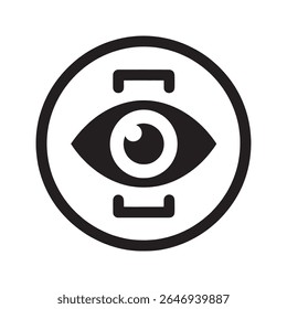 Glifo De Vetor De Ícone De Exame Circular Para Reconhecimento Biométrico De Íris Em Um Design De Símbolo De Sistema De Acesso De Segurança E Autenticação De Retina Circular