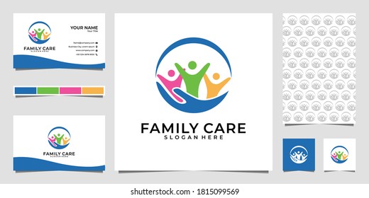 Circular family care logo design and business card