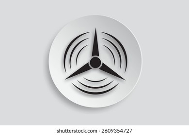 Circular fan blade or propeller icon with three blades on gray background.