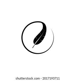 circular feather quill pen hand writing logo design