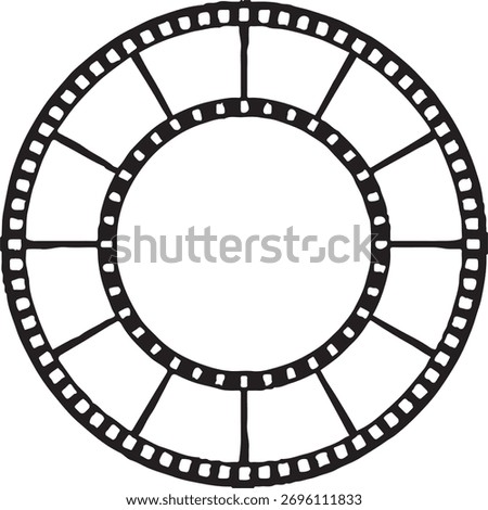 Circular Film Strip Frame or Clapperboard Reel Graphic Element
