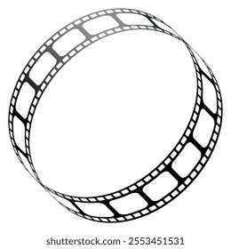 Circular Film Strip Vector - Tape going Around Forming a Circle. Curved Version, 100% Transparency.