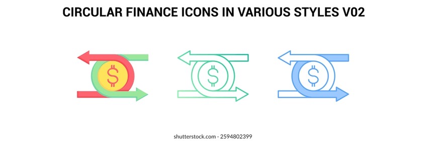 Circular Finance icon Blue, Flat, Gradient style.