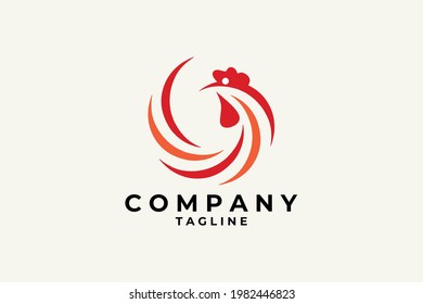 Circular Fire Rooster Logo. Suitable For Food Business Etc.