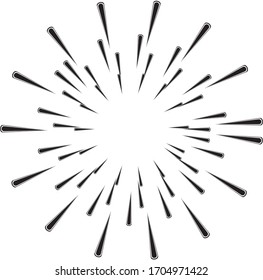 Circular fireworks explosion texture. Distressed uneven grunge background. Abstract vector illustration. Overlay to create interesting effect and depth. Isolated on white background.EPS10.