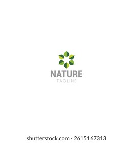 Circular Five Leaves Nature Logo Design for Modern Eco-Friendly Branding. 