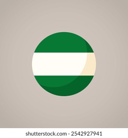 Bandeira circular da Andaluzia ou de Santa Cruz. Estilo de design plano.