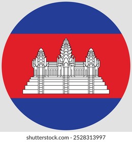 Circular flag of Cambodia flag , Vector design and digital illustration ,Flag icon