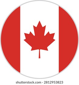 Circular flag of Canada with a grey strip on transperant background 