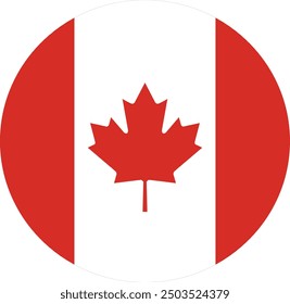 Circular flag of Canada vector design and illustration , National flag of Canadian 