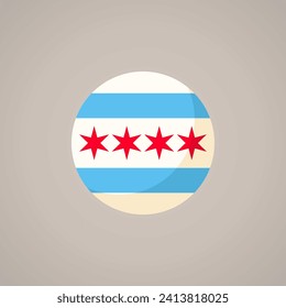 Circular flag of Chicago. Flat design style.