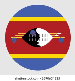 La bandera circular de la bandera de Eswatini sobre fondo gris 