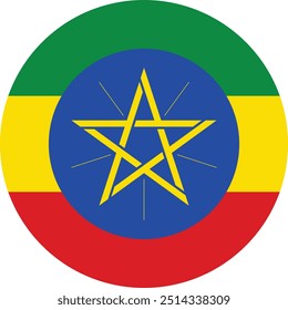 circular flag of Ethiopic country vector design and illustration , National flag of Ethiopic country